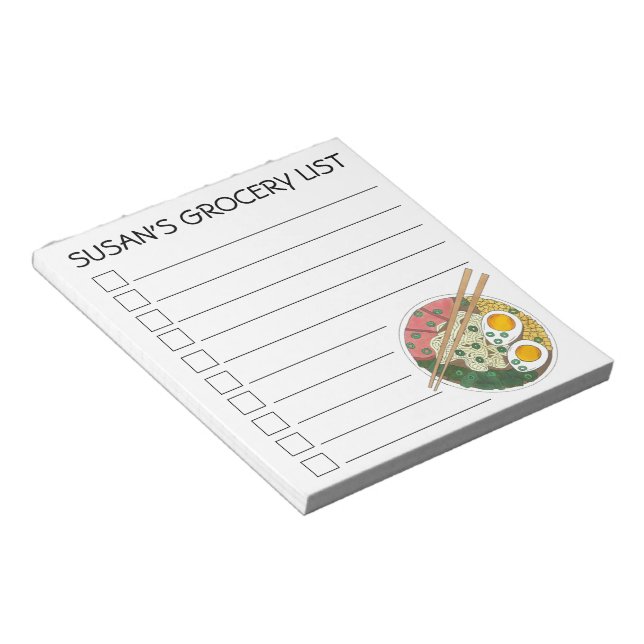 Personalized Ramen Noodles Grocery List Checklist Notepad (Angled)