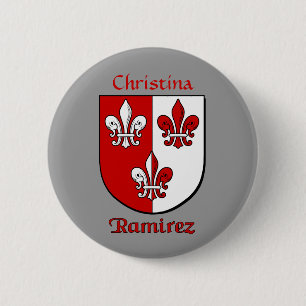 Personalized Ramirez Historical Shield Pinback Button