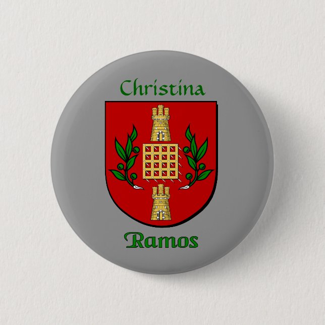 Personalized Ramos Historical Shield Pinback Button (Front)