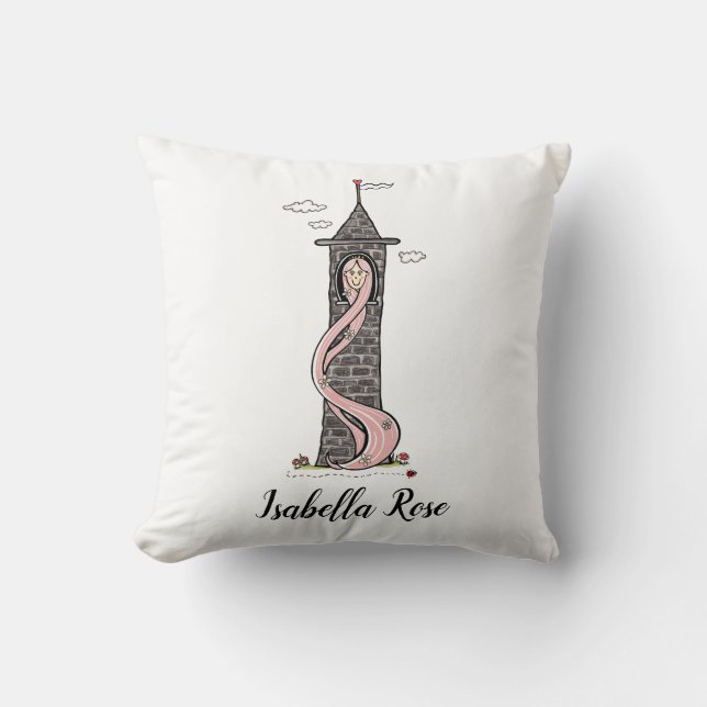 Personalized Rapunzel Princess Light Skin Tone Throw Pillow (Front)