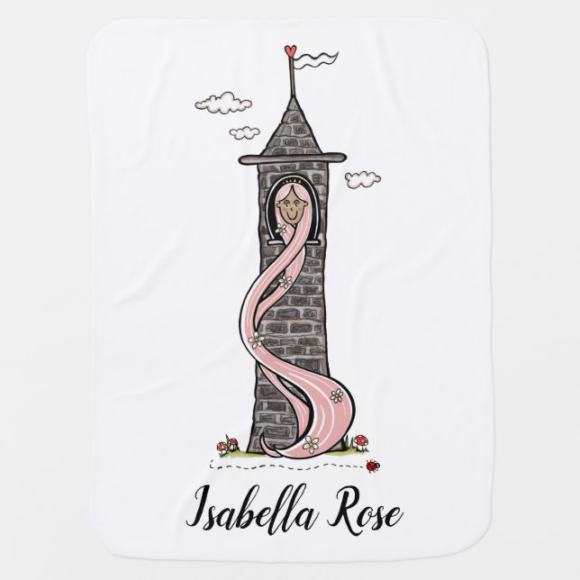 Personalized Rapunzel Princess Medium Skin Tone Baby Blanket (Front)
