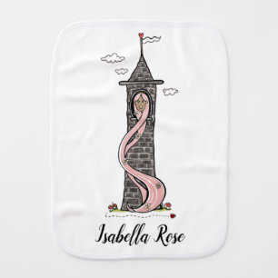 Personalized Rapunzel Princess Medium Skin Tone Baby Burp Cloth