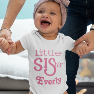 Personalized Raspberry Pink Little Sister Baby T-Shirt