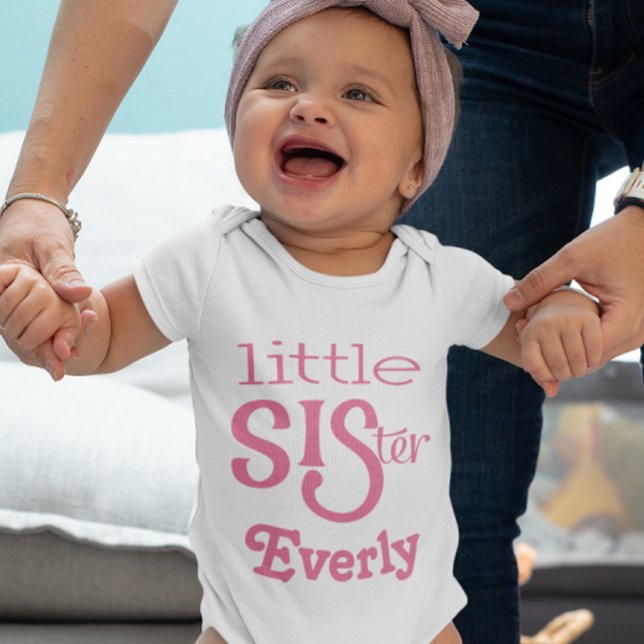 Personalized Raspberry Pink Little Sister Baby T-Shirt (Creator Uploaded)