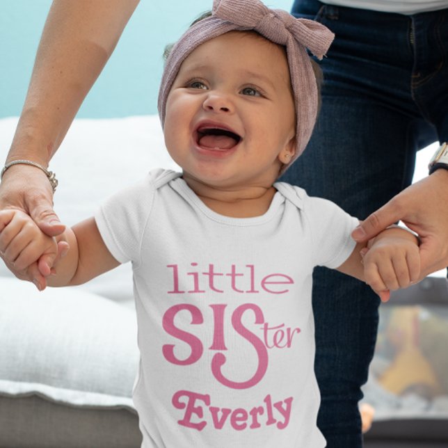 Personalized Raspberry Pink Little Sister Baby T-Shirt (Creator Uploaded)