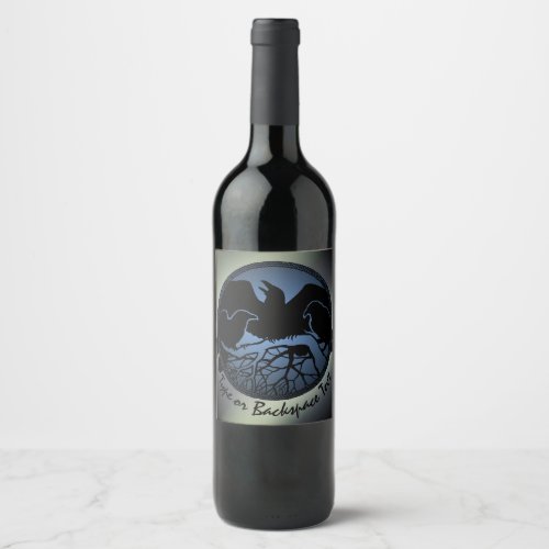 Personalized Raven Bottle Labels Bird Art Labels