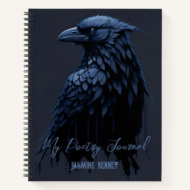 Personalized Raven Poetry Journal Spiral Notebook (Front)