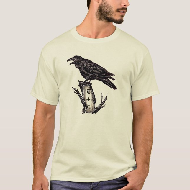 Personalized Raven T Shirt, Striking Original Art T-Shirt (Front)