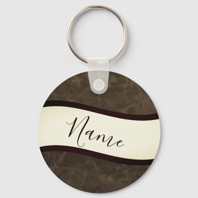 Personalized rawhide look keychain (Front)