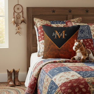Personalized rawhide look throw pillow