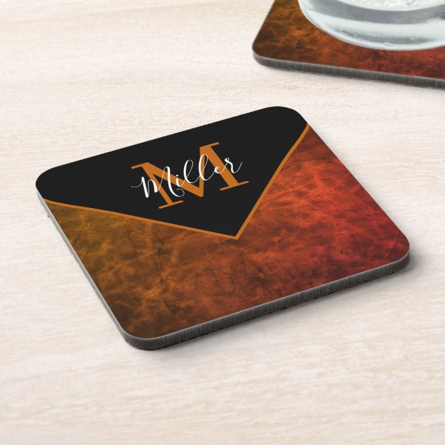 Personalized rawhide personalized  beverage coaster (Left Side)