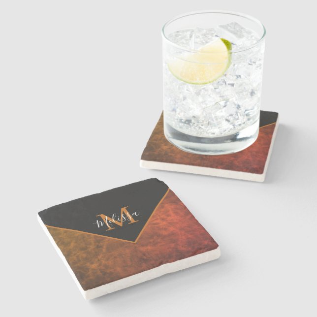 Personalized rawhide personalized  stone coaster (Side)