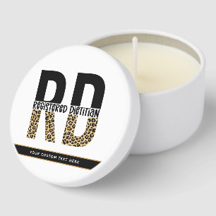 Personalized RD Registered Dietitian Leopard Print Mini Candle Favors