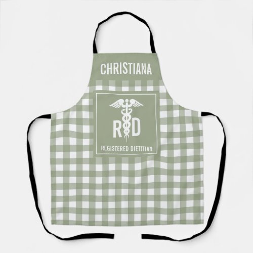 Personalized RD Registered Dietitian Plaid Pattern Apron
