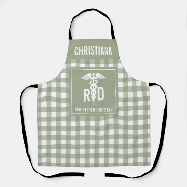 Personalized RD Registered Dietitian Plaid Pattern Apron (Front)