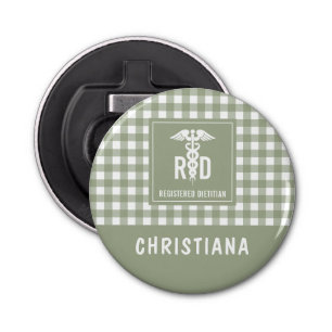 Personalized RD Registered Dietitian Plaid Pattern Bottle Opener