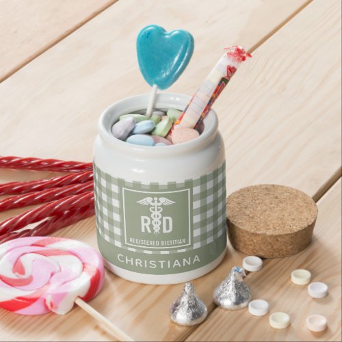 Personalized RD Registered Dietitian Plaid Pattern Candy Jar