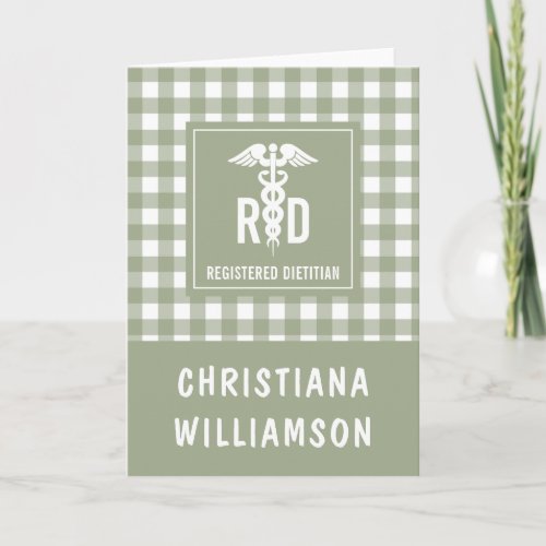 Personalized RD Registered Dietitian Plaid Pattern Card