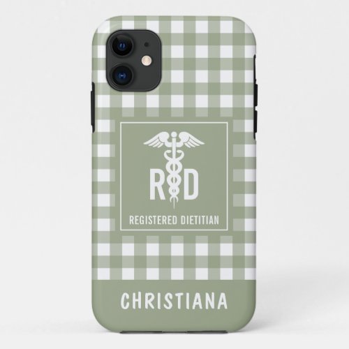 Personalized RD Registered Dietitian Plaid Pattern iPhone 11 Case