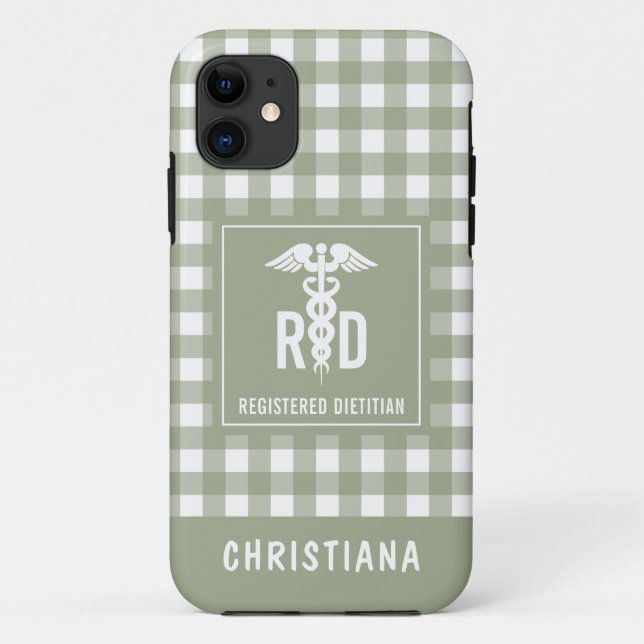 Personalized RD Registered Dietitian Plaid Pattern Case-Mate iPhone Case (Back)