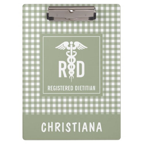 Personalized RD Registered Dietitian Plaid Pattern Clipboard
