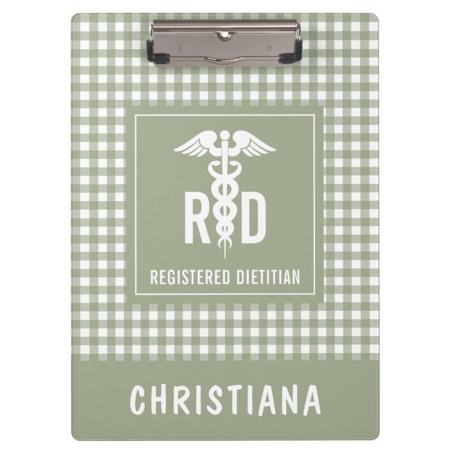 Personalized RD Registered Dietitian Plaid Pattern Clipboard (Front)