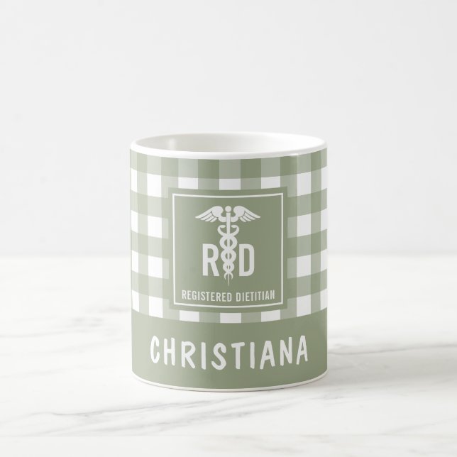 Personalized RD Registered Dietitian Plaid Pattern Coffee Mug (Center)