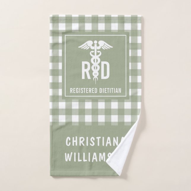 Personalized RD Registered Dietitian Plaid Pattern Hand Towel (Hand Towel)