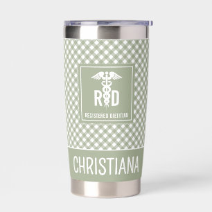 Personalized RD Registered Dietitian Plaid Pattern Insulated Tumbler