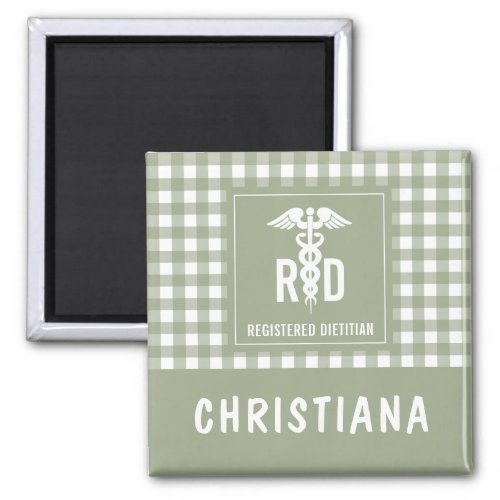 Personalized RD Registered Dietitian Plaid Pattern Magnet