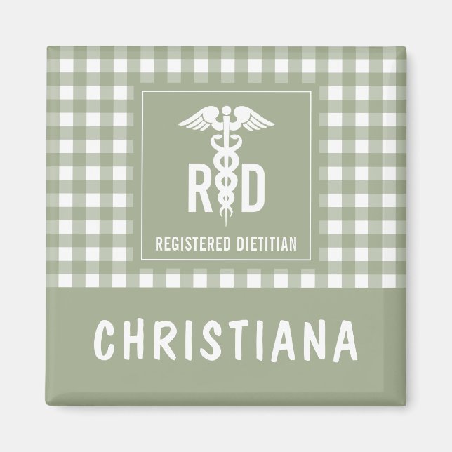 Personalized RD Registered Dietitian Plaid Pattern Magnet (Front)