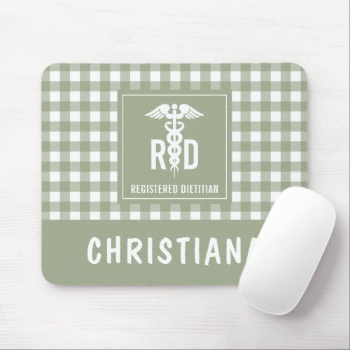 Personalized RD Registered Dietitian Plaid Pattern Mouse Pad