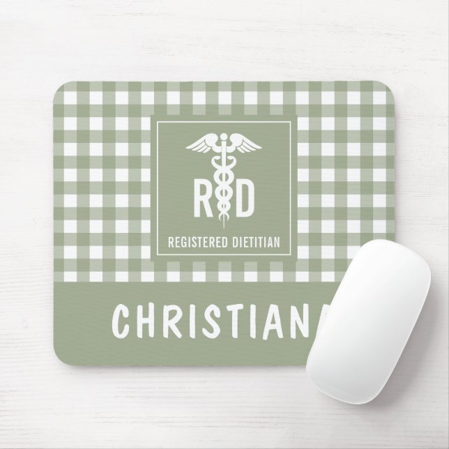 Personalized RD Registered Dietitian Plaid Pattern Mouse Pad (With Mouse)