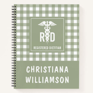 Personalized RD Registered Dietitian Plaid Pattern Notebook