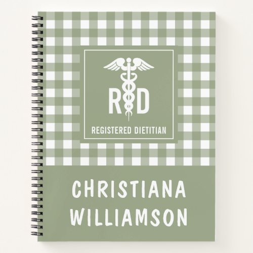 Personalized RD Registered Dietitian Plaid Pattern Notebook