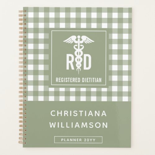 Personalized RD Registered Dietitian Plaid Pattern Planner