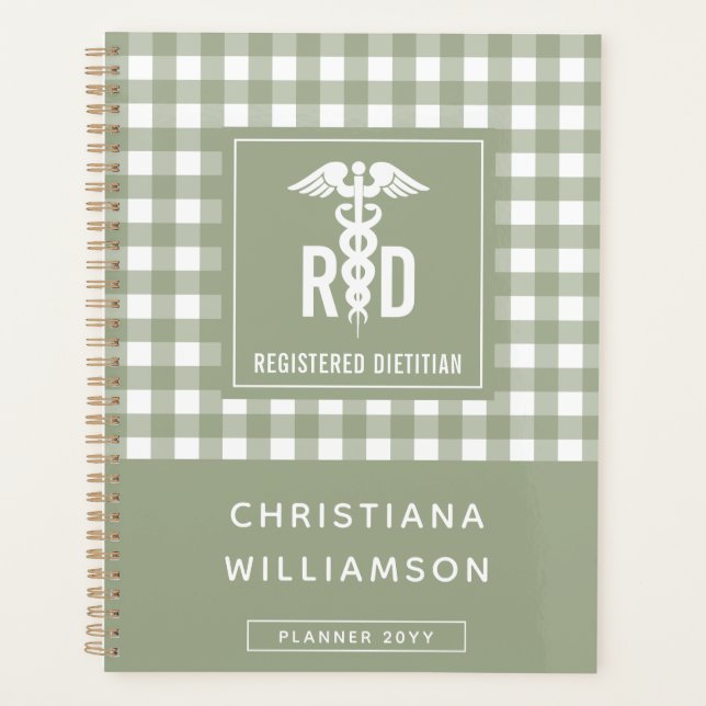 Personalized RD Registered Dietitian Plaid Pattern Planner (Front)