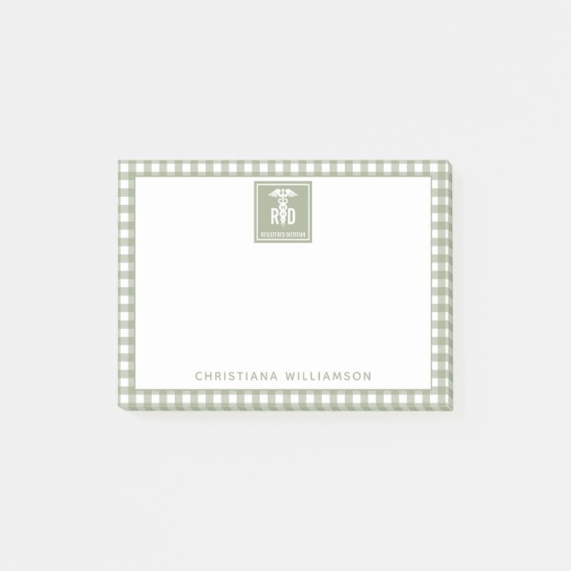 Personalized RD Registered Dietitian Plaid Pattern Post-it Notes (Front)