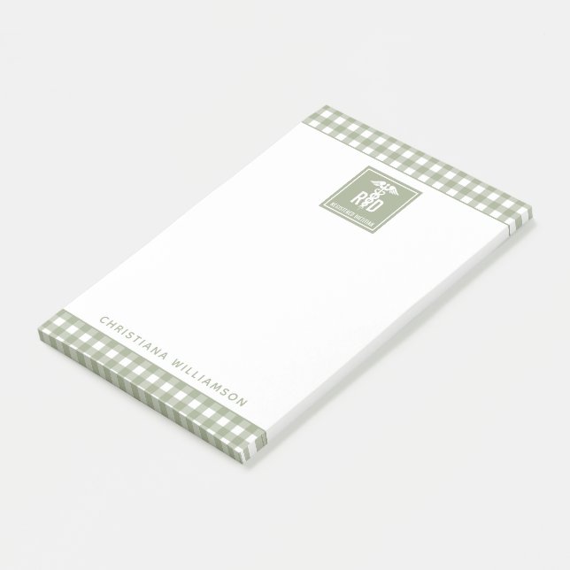 Personalized RD Registered Dietitian Plaid Pattern Post-it Notes (Angled)