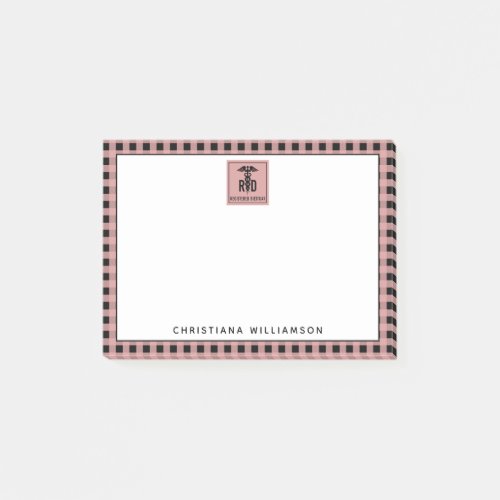 Personalized RD Registered Dietitian Plaid Pattern Post_it Notes