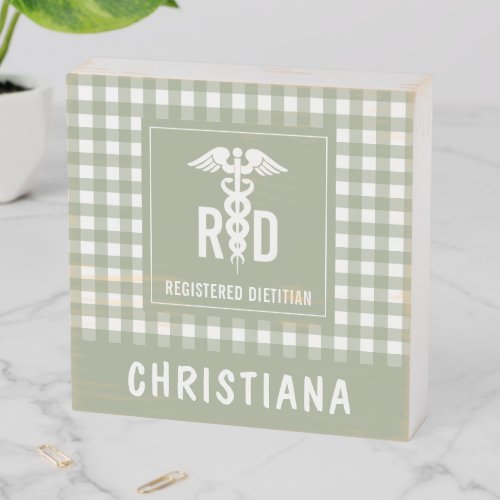 Personalized RD Registered Dietitian Plaid Pattern Wooden Box Sign