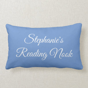 Personalized reading pillow, elegant & pretty blue lumbar pillow