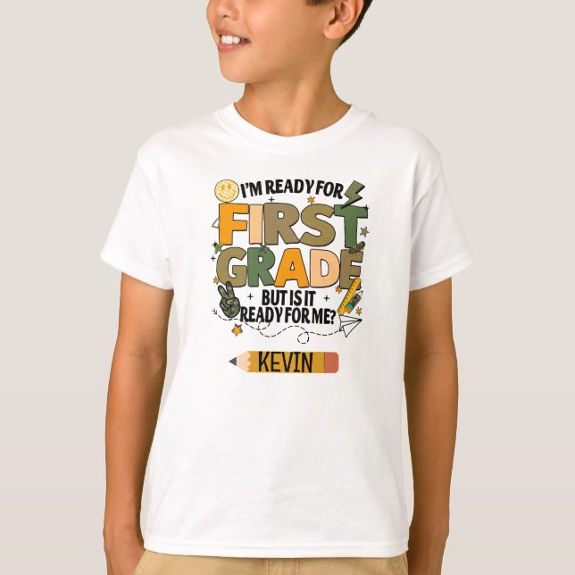 Personalized Ready For First Grade T-Shirt (Front)
