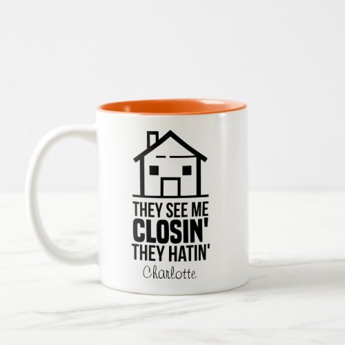 Personalized Real Estate Agent Coworker Birthday Two_Tone Coffee Mug