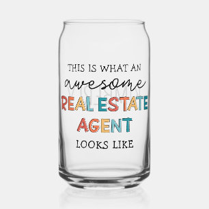 Personalized Real Estate Agent Funny Realtor Can Glass