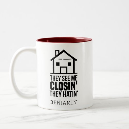 Personalized Real Estate Agent Funny Retirement Two_Tone Coffee Mug