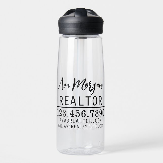 Personalized Real Estate Agent Gift Water Bottle (Front)