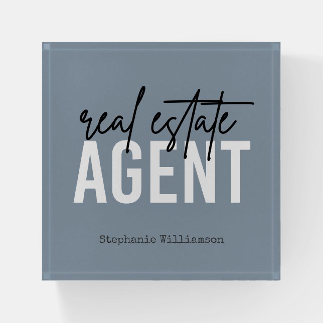Personalized Real Estate Agent Gifts for Realtor Paperweight (Front)