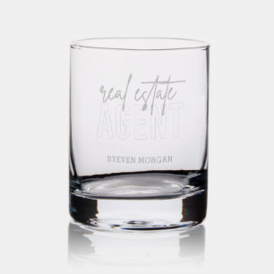 Personalized Real Estate Agent Gifts for Realtor Rocks Glass
