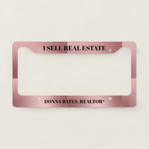 Personalized Real Estate Agent License Plate Frame